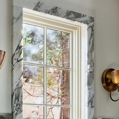 Stone Casings around Window in Ontario Client Review on Marble Trim Casing in Ontario, Canada
